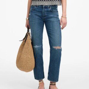 Madewell Dean Easy Straight Crop Jean Distressed Ripped Sz 30 NV399